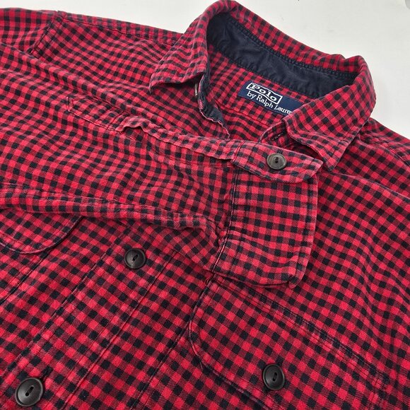 Polo Ralph Lauren Button Up Flannel Shirt Small Men's Red Black Check Long Sleev - Picture 1 of 8